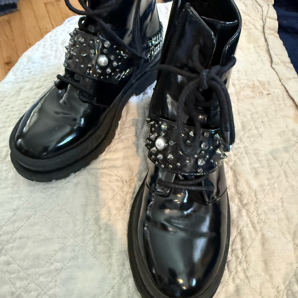 Jessica Simpson Black Combat Moto Boots